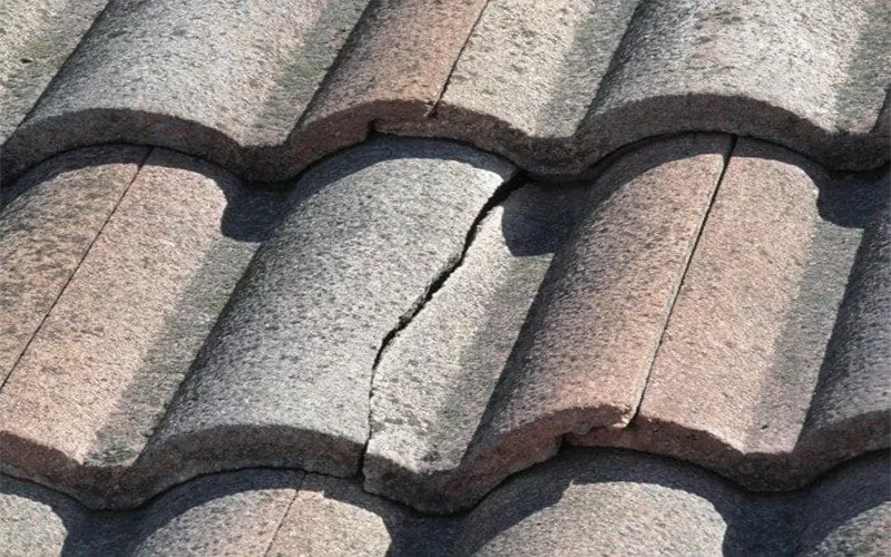 cracked roof tile on a hereford home after a storm